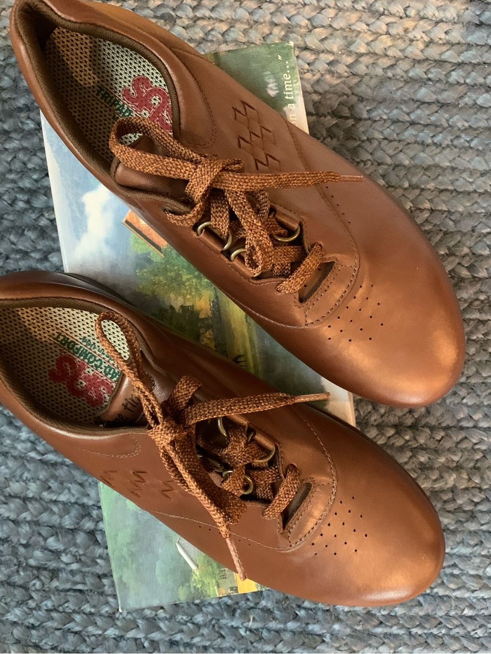 SAS Teak Brown Leather Lace-Up Comfort Shoes